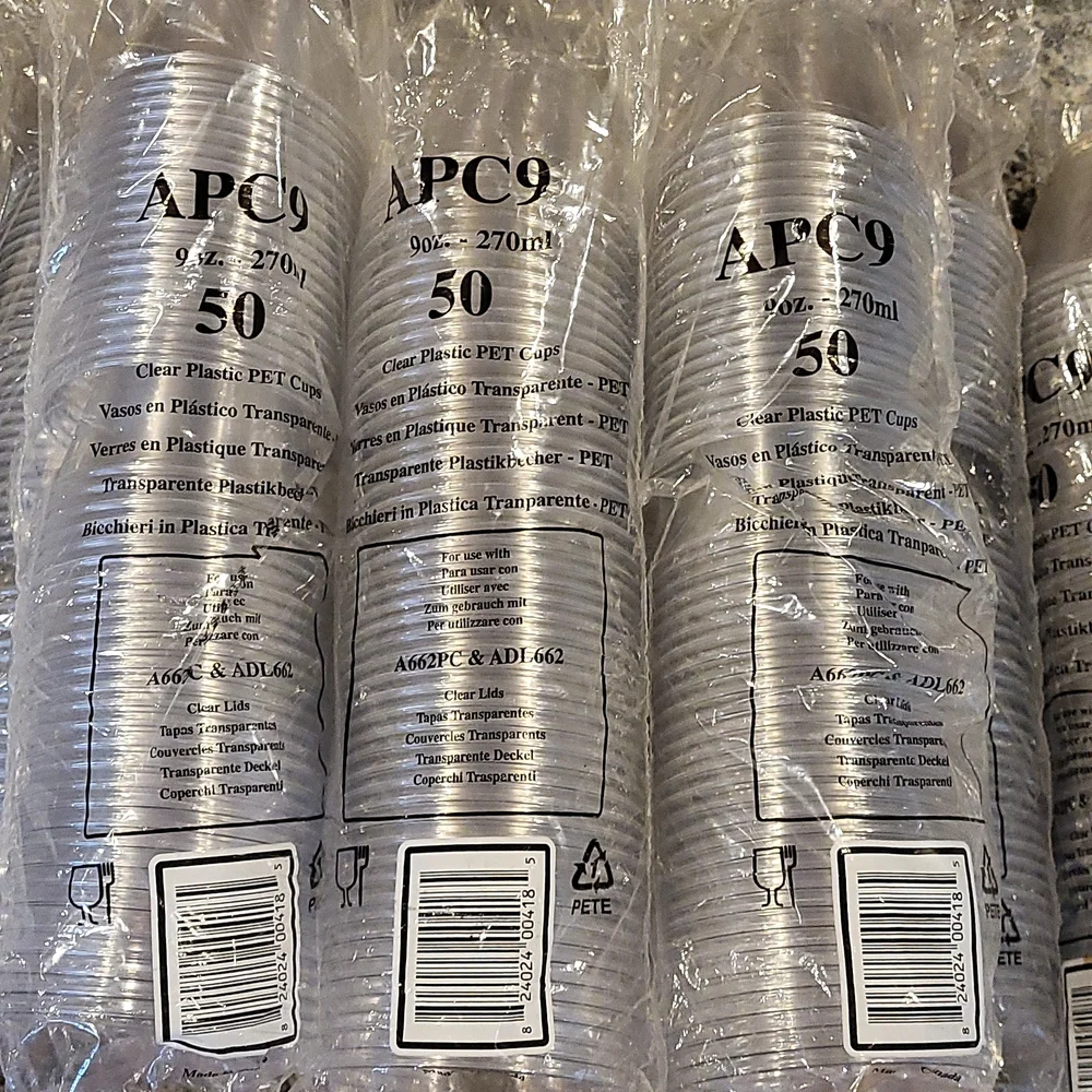 Clear Plastic PET Cups 9 oz new total 750 disposable drinking cup APC9 sturdy